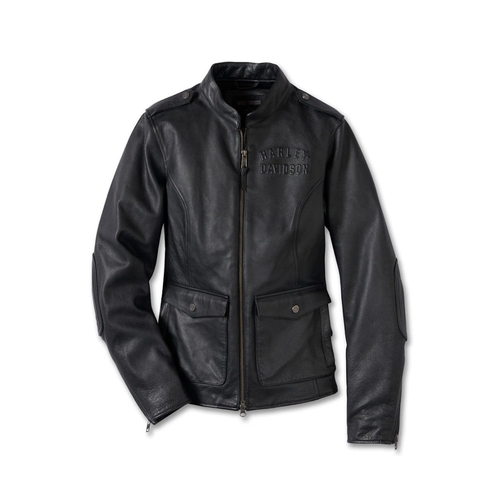 WOMENS HARLEY DAVIDSON FLEX LAYERING SYSTEM CAPTAINS LEATHER JACKET OUTER LAYER